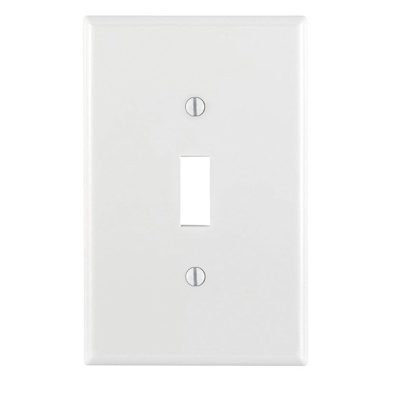 Leviton PJ1-W Toggle Switch Wallplate, 3-1/8 in L, 1 -Gang, Nylon, White, Device Mounting