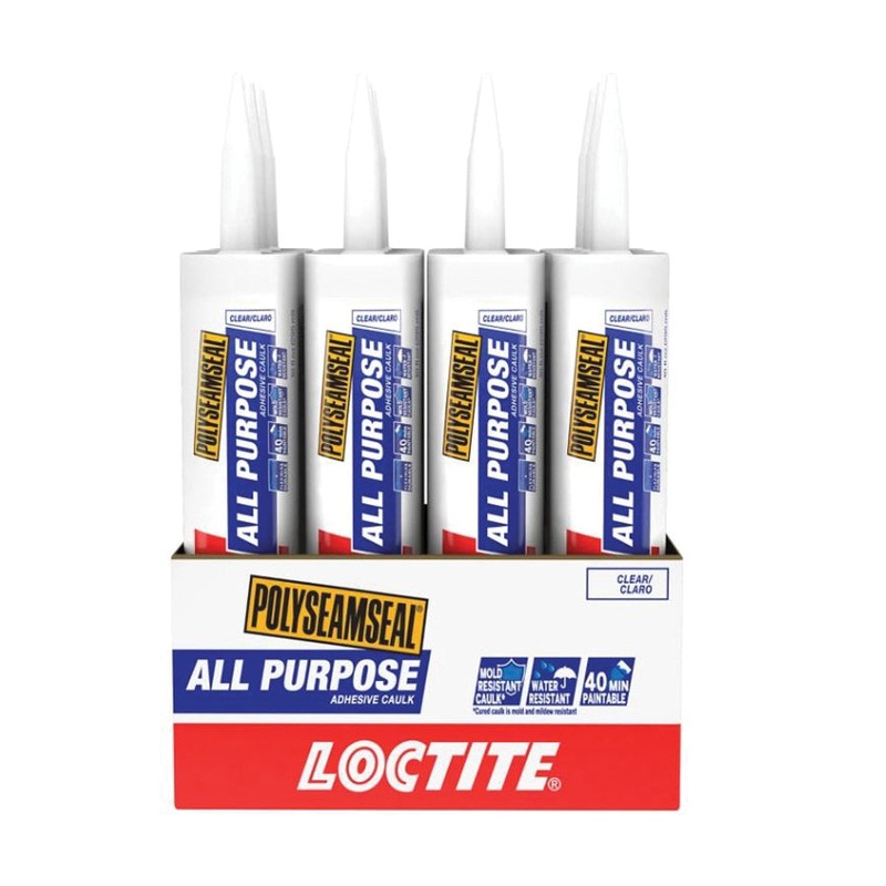 LOCTITE 2154751 All-Purpose Adhesive Caulk, Liquid, White, Acetate, Rubber Base, 2 to 7 days Curing, 10 oz, Cartridge