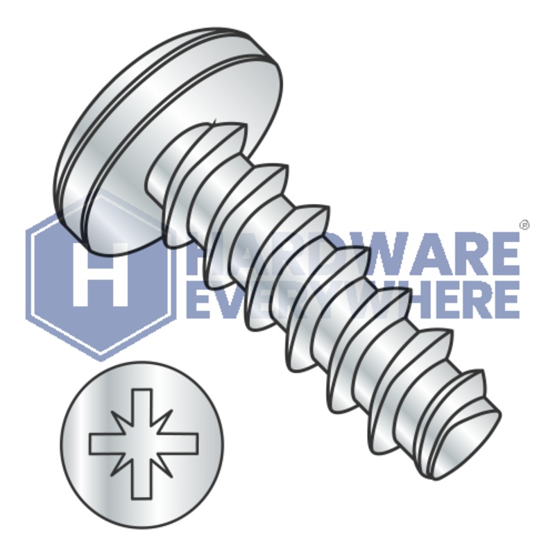 M4 X 10 Thread Forming Screws / Pozi / Pan Head / Steel / Zinc / Plastite (Blunt Tip) Alternate 48-2