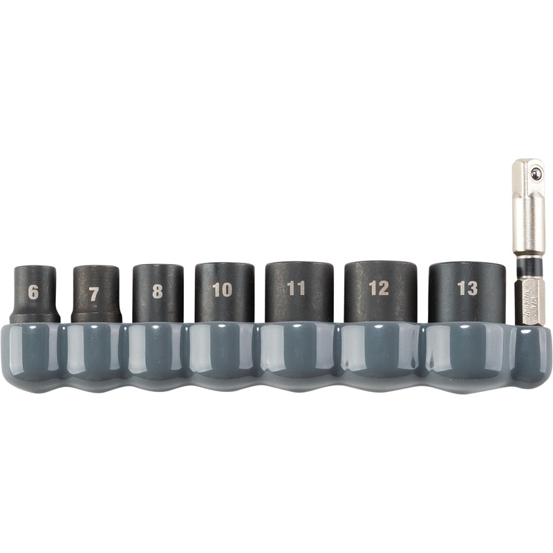 Makita Impact XPS E-01694 Socket Set with Standard Socket Adapter, 1/4 in Drive, System of Measurement: Imperial