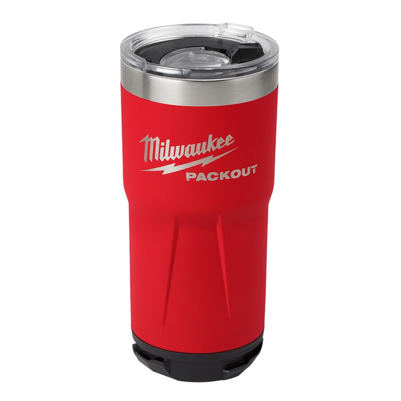 Milwaukee PACKOUT PACKOUT Series 48228392R Tumbler, 590 mL Capacity, Sliding Lid, Stainless Steel, Insulated