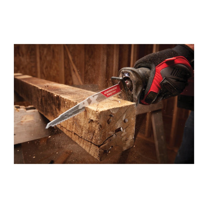 Milwaukee THE AX 48-00-5227 Reciprocating Saw Blade, 12 in L, 1 in W, Fang Tip Teeth, Fast, Straight Cut, 5 TPI