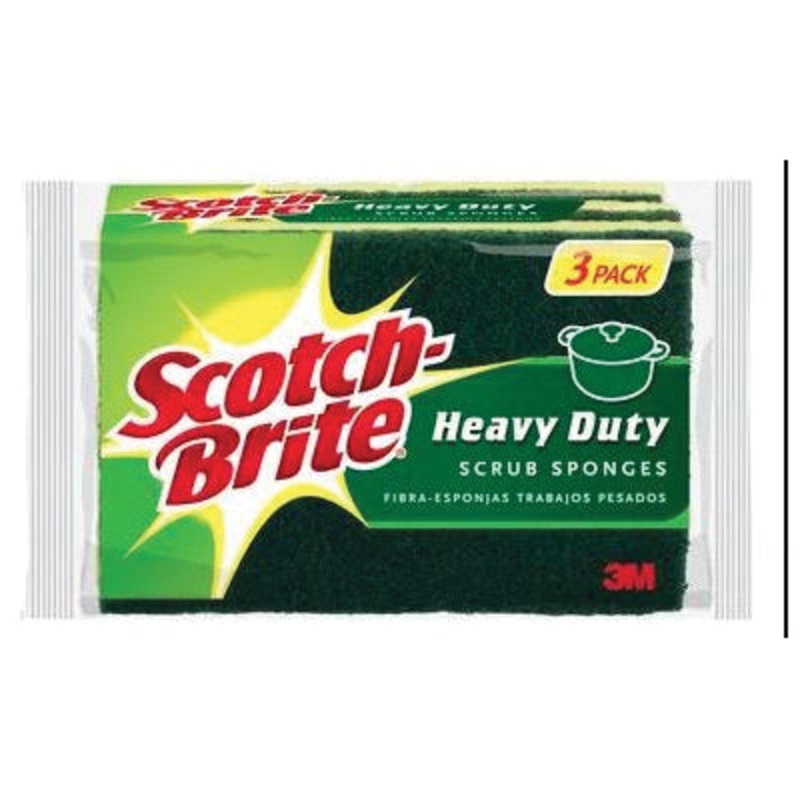 Scotch-Brite HD-3 Heavy-Duty Scrub Sponge, 4-1/2 in L, 3 in W