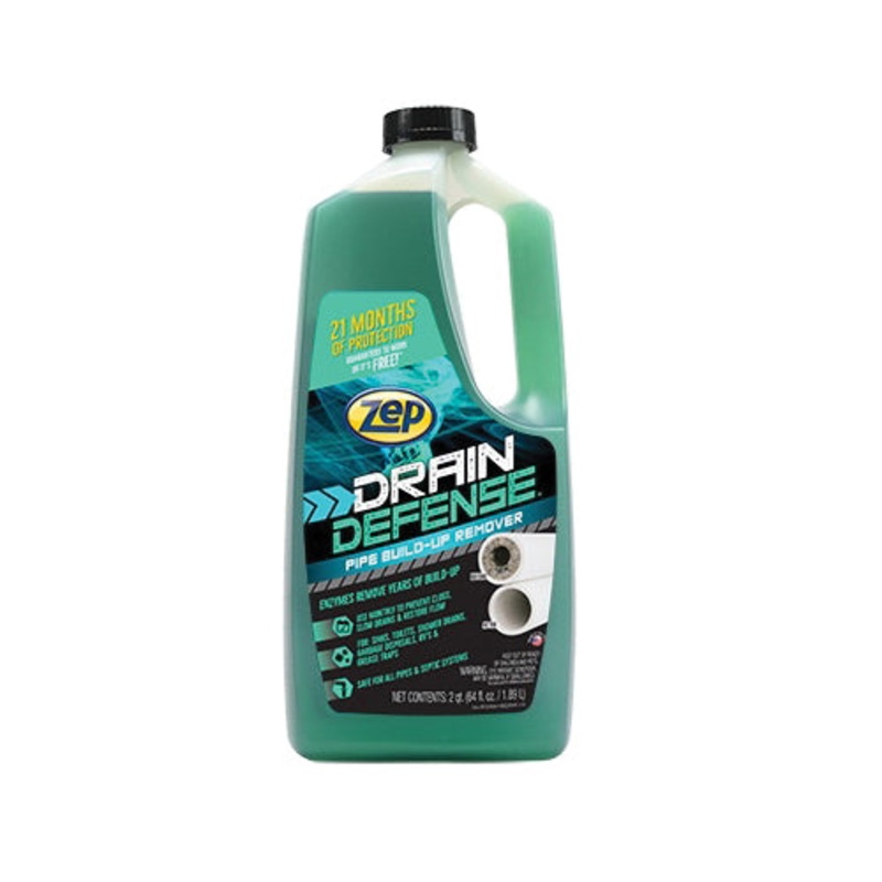 Zep ZLDC648 Drain Defense Pipe Build-Up Remover, 64 fl-oz, Liquid