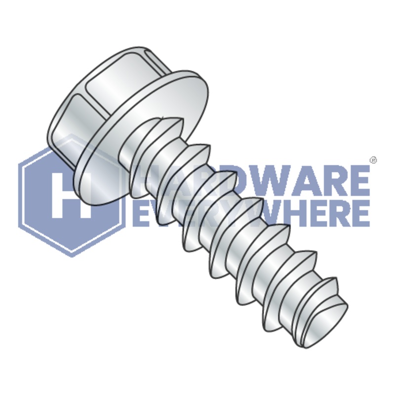 12-11 X 1 1/2 Thread Forming Screws / Unslotted / Hex Washer Head / Steel / Zinc / Plastite (Blunt Tip) Alternate 48-2