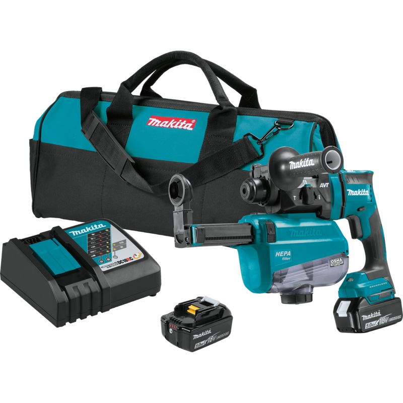 MAKITA 18V LXT 11/16" SDSPLUS AVT Rotary Hammer w/ HEPA Dust Extractor Kit