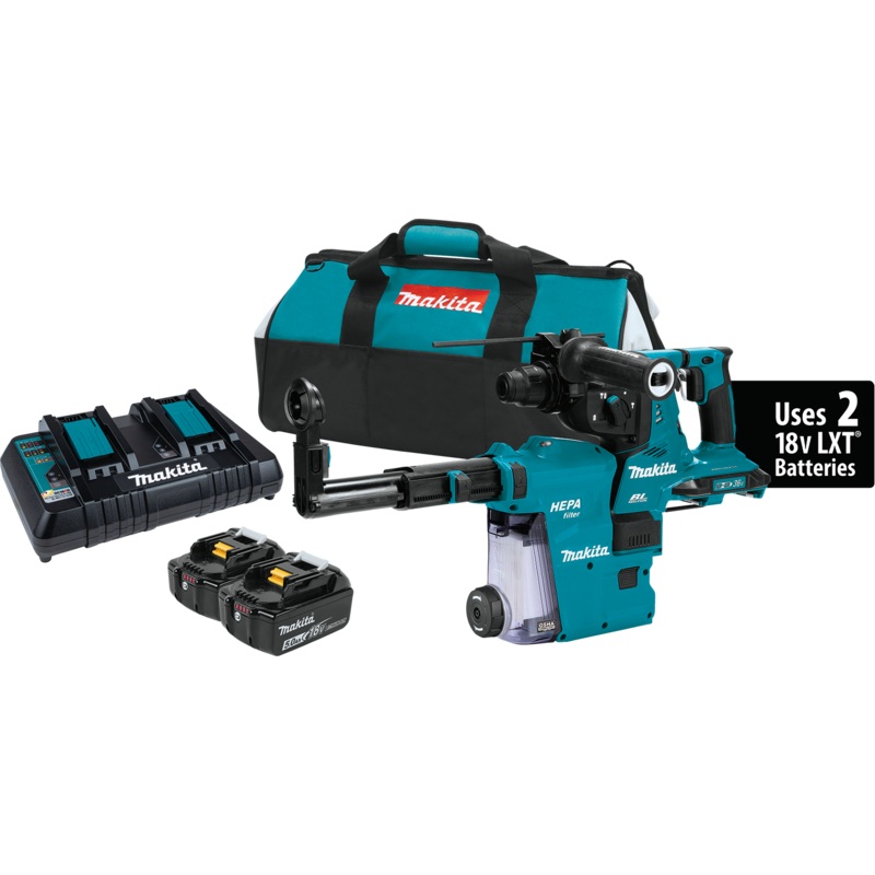 MAKITA 36V (18V X2) LXT 11/8" SDSPLUS AVT Rotary Hammer w/ HEPA Dust Extractor Kit