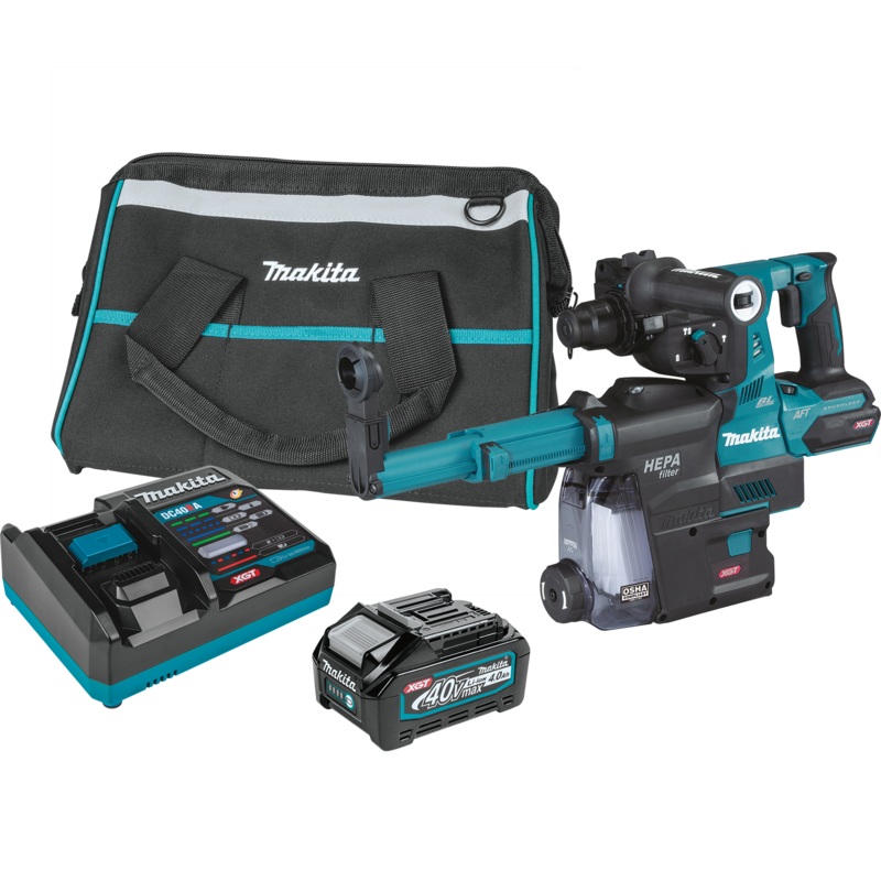 MAKITA 40V MAX XGT 11/8" SDSPLUS AVT Rotary Hammer w/ Dust Extractor Kit
