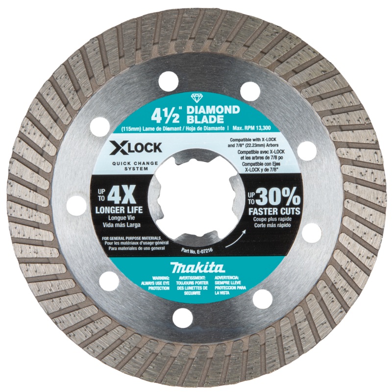 MAKITA XLOCK 41/2" Turbo Rim Diamond Blade For Masonry Cutting