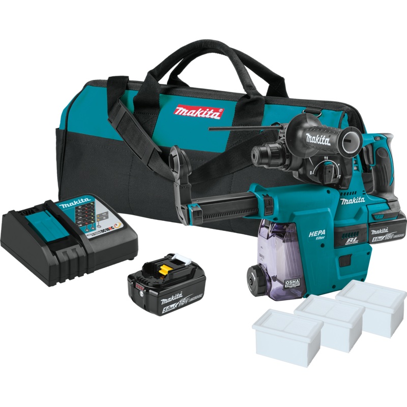 MAKITA 18V LXT 1" SDSPLUS Rotary Hammer w/ HEPA Dust Extractor Attachment Kit