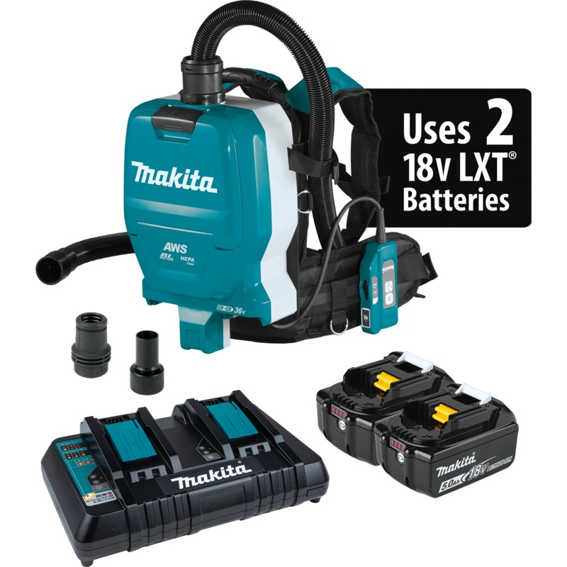 MAKITA 36V (18V X2) LXT 1/2 Gallon HEPA Filter Backpack Dry Dust Extractor Kit