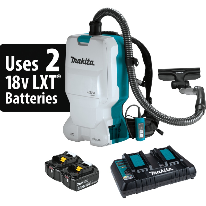 MAKITA 36V (18V X2) LXT 1.6 Gallon HEPA Filter Backpack Dry Vacuum Kit