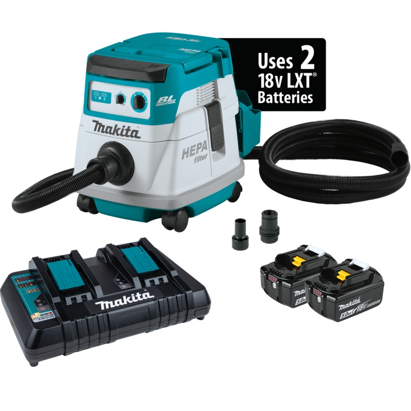 MAKITA 36V (18V X2) LXT 2.1 Gallon HEPA Filter Dry Dust Extractor Kit