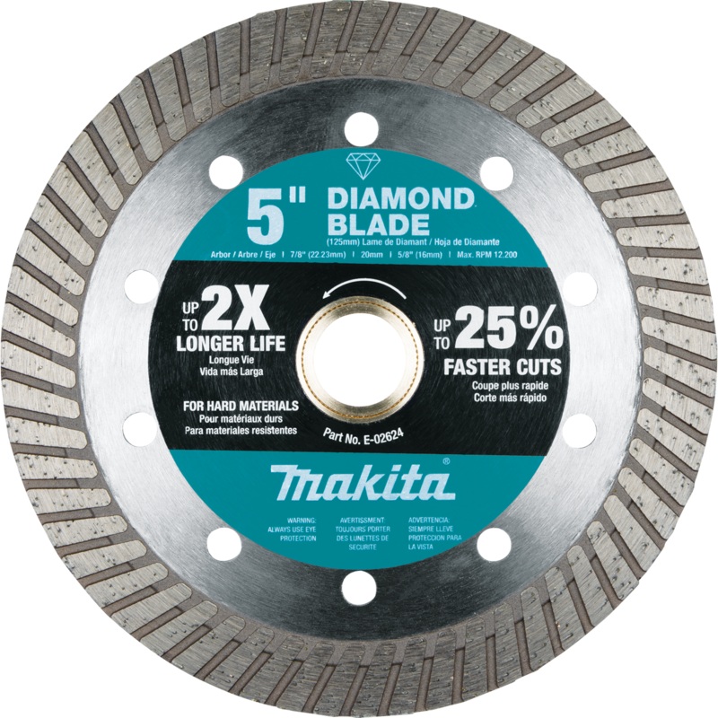 MAKITA 5" Diamond Blade, Turbo, Hard Material