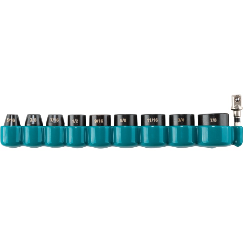 MAKITA IMPACT XPS 10 PC. 3/8" Drive 6Point SAE Impact Socket Set w/ Standard Socket Adapter