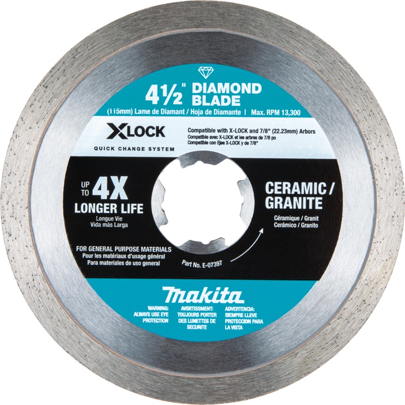 MAKITA XLOCK 41/2" Continuous Rim Diamond Blade For Ceramic & Granite Cutting