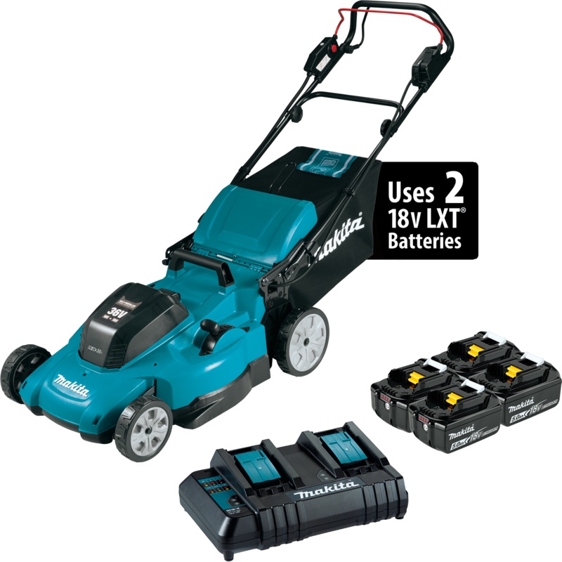 MAKITA 36V (18V X2) LXT 21" SelfPropelled Lawn Mower Kit w/ 4 Batteries