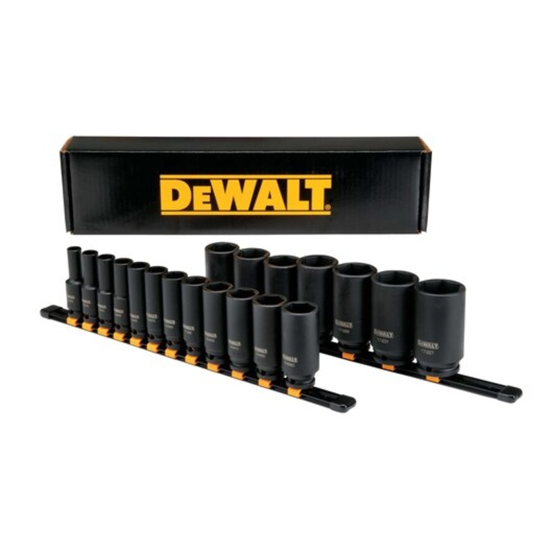DEWALT 19 Piece 1/2 in Drive Deep Impact Socket Set 6 PT