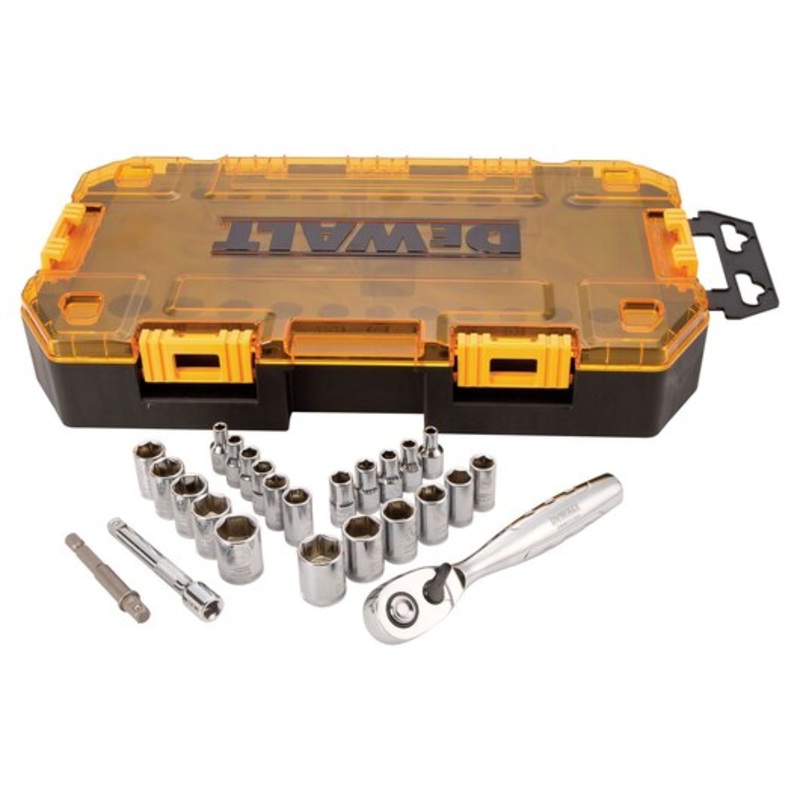 DEWALT Drive Socket Set, SAE/Metric, 1/4-Inch Drive, 25-Piece