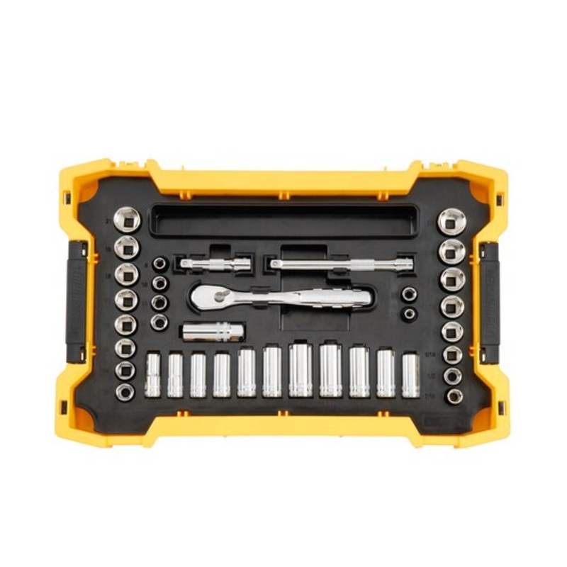 DEWALT 37 pc. 3/8 in. Drive Socket Set with ToughSystem 2.0 Tray and Lid