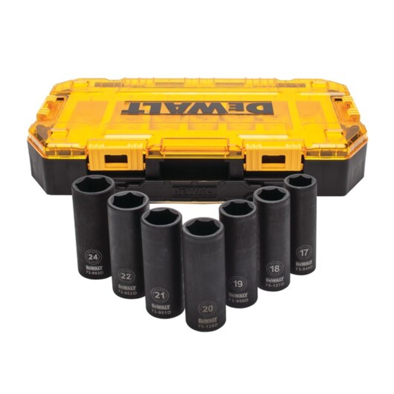 DEWALT 7 Piece Full Metric 1/2" Deep Impact Socket Set in Touchbox