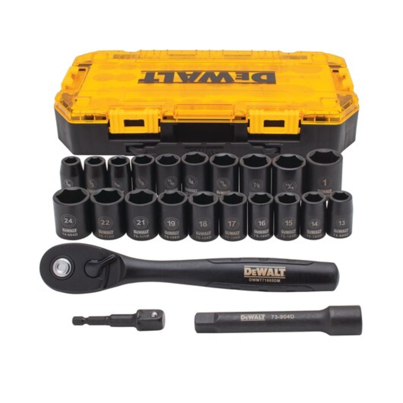 DEWALT Impact Socket Set, 23-Piece, 1/2" Drive Metric/SAE