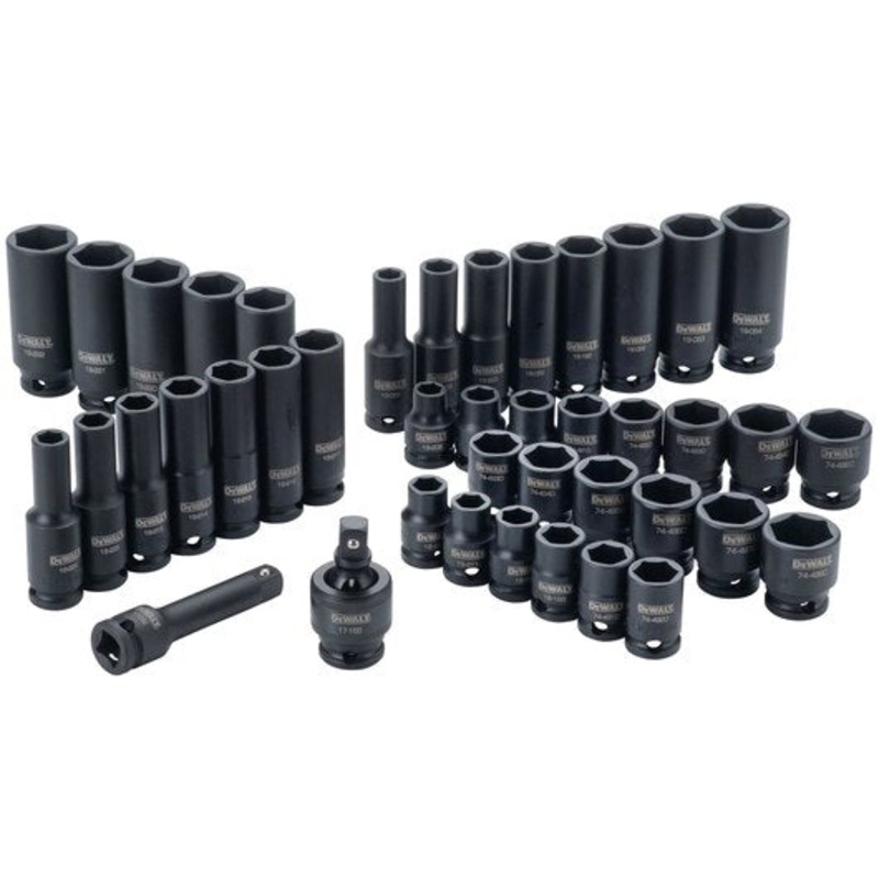 DEWALT Impact Socket Set, Combination, SAE/Mm, 3/8-Inch Drive, 42-Piece
