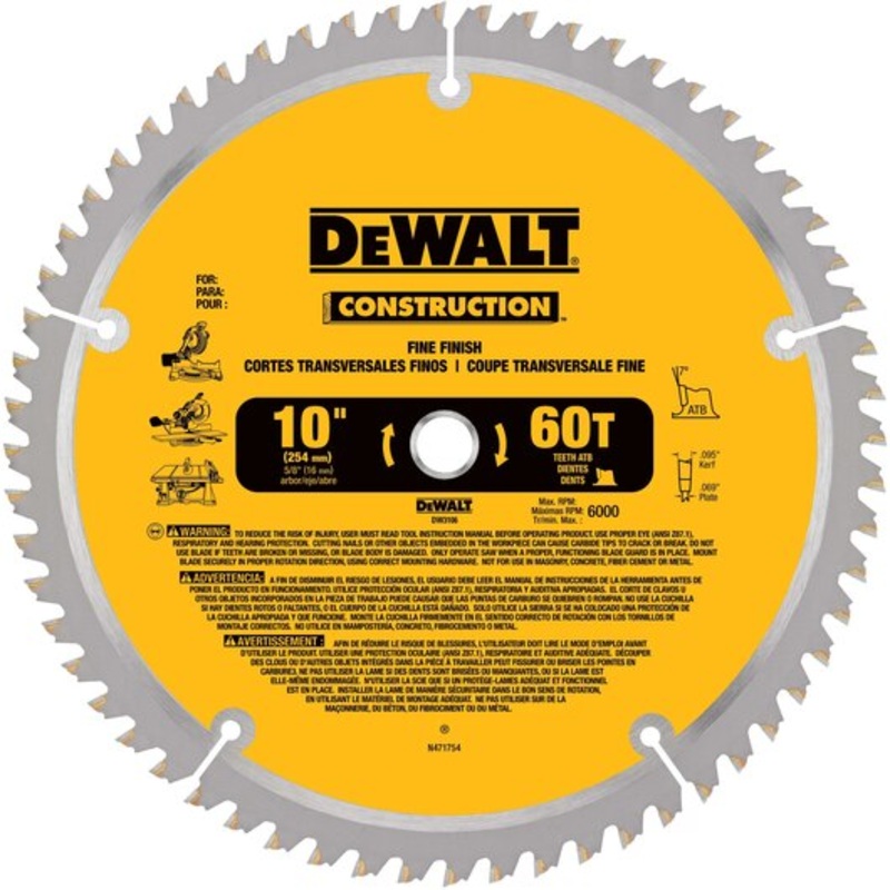 DEWALT 10" Construction Miter/Table Saw Blade
