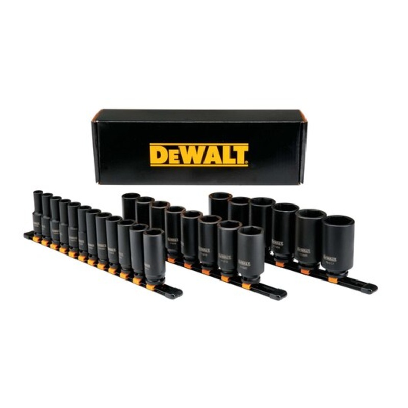 DEWALT 26 Piece 1/2 in Drive Deep Metric Impact Socket Set 6 PT