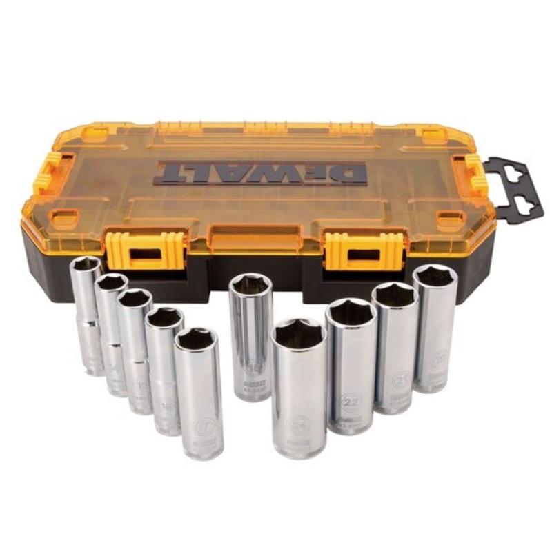 DEWALT Drive Socket Set, Metric, 1/2-Inch Drive, 10-Piece
