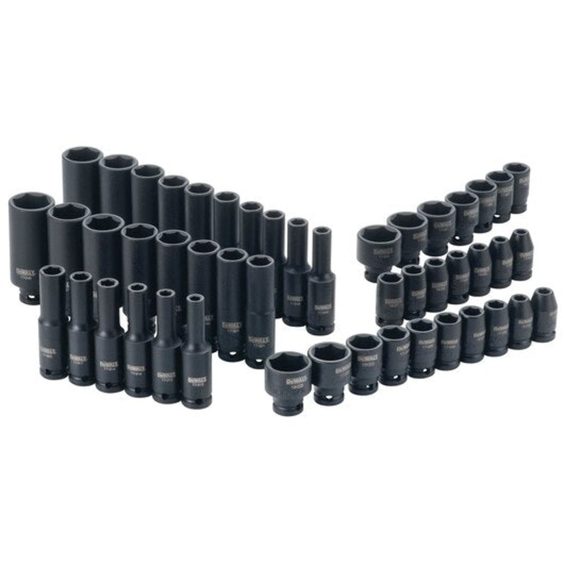 DEWALT Impact Socket Set, Mm/Sae, Combination Set, 1/4-Inch Drive, 48-Piece