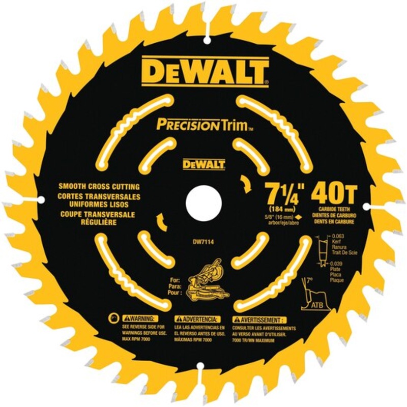 DEWALT Dw7112Pt 24T Precision Trim Miter Saw Blade, 7-1/4"