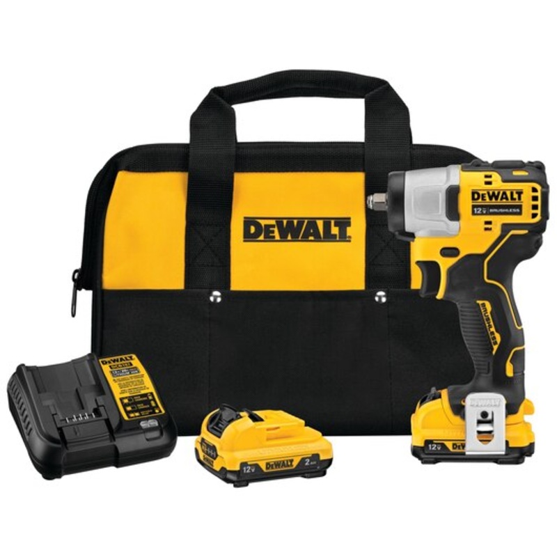 DEWALT 12V MAX* XTREME Cordless Brushless 3/8 in Impact Wrench Kit (2) Lithium Ion Batteries with Charger