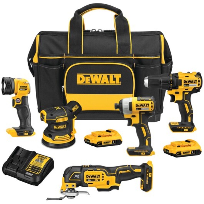 DEWALT 20V MAX* Cordless 5-Tool Combo Kit with Contractor Bag