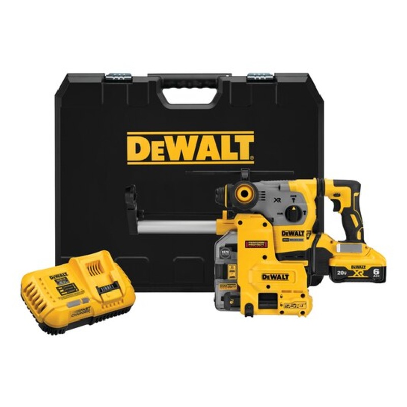 DEWALT 20V MAX* XR Brushless Cordless 1-1/8 in. L-Shape SDS PLUS Rotary Hammer Kit with On Board Extractor