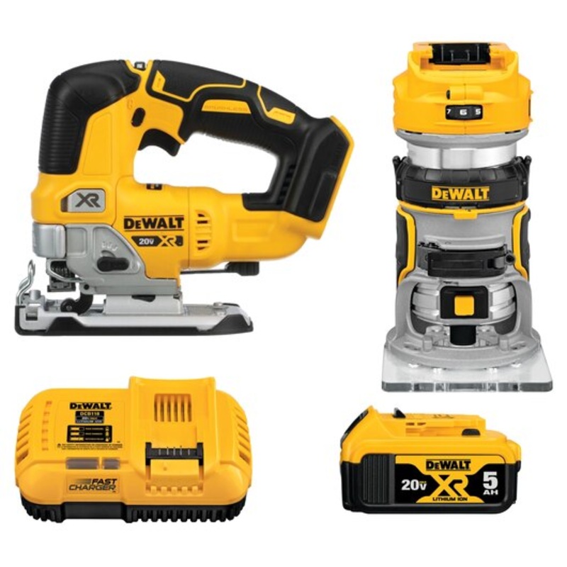 DEWALT 20V MAX* XR Brushless Cordless 2-Tool Woodworking Kit (Router and Jig Saw)