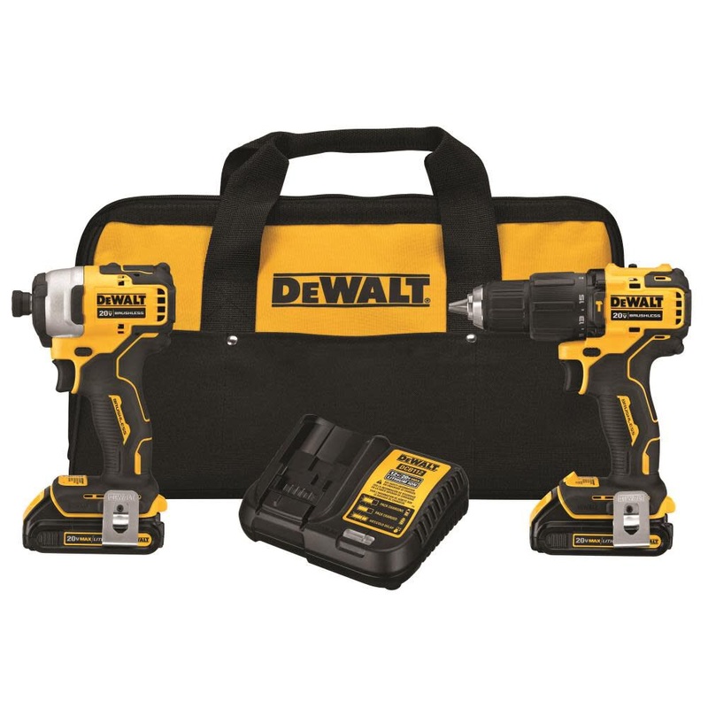 DEWALT ATOMIC 20V MAX* Brushless Cordless 1/2 in. Hammer Drill/Driver and 1/4 in. Impact Driver Combo Kit