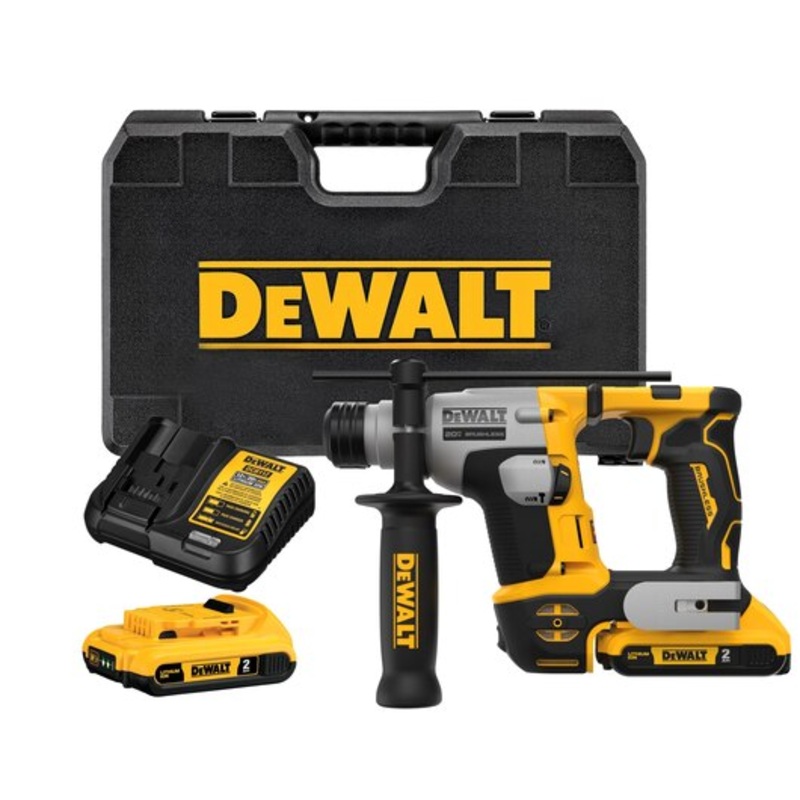 DEWALT 20V MAX* ATOMIC Cordless Brushless 5/8 in SDS+ Rotary Hammer Drill Kit (2) Lithium Ion Batteries with Charger