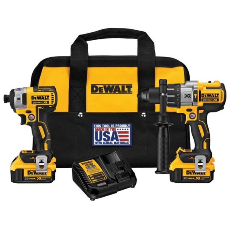 DEWALT 20V MAX* XR Brushless Impact Driver and Hammer Drill Combo Kit, Premium 4.0Ah, Cordless
