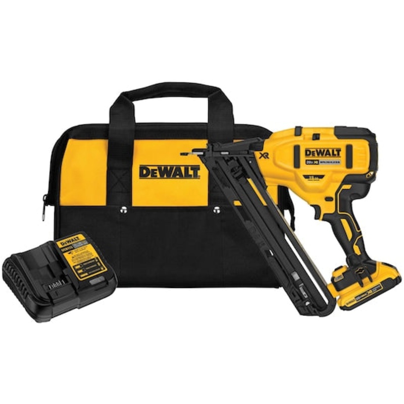 DEWALT 20V MAX* XR 15 GA Cordless Angled Finish Nailer Kit