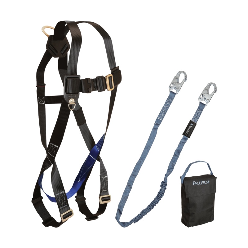 FALLTECH Harness & Lanyard 3 PC. Kit Including Small Storage Bag (7007, 8259, 5005P)