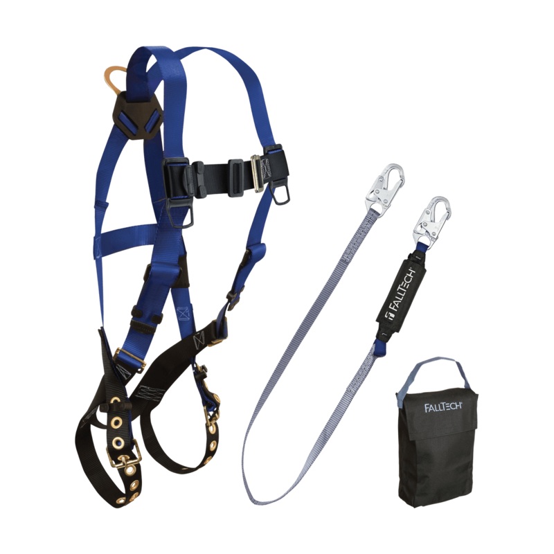 FALLTECH Harness & Lanyard 3 PC. Kit Including Small Storage Bag (7016, 8256, 5005P)
