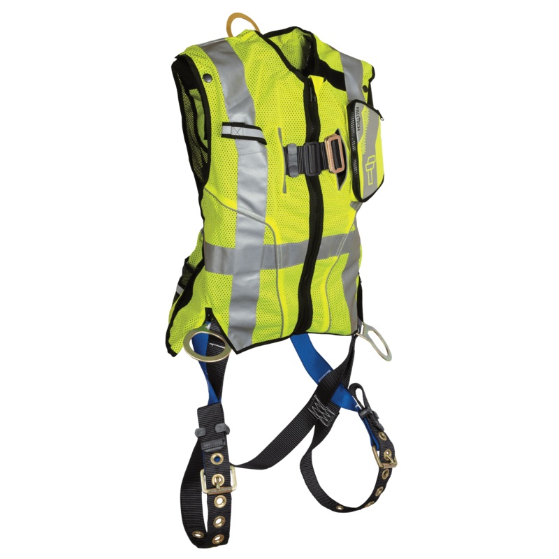 FALLTECH Hi-Vis Lime Class 2 Vest w/ 3D Standard Non-Belted Full Body Harness
