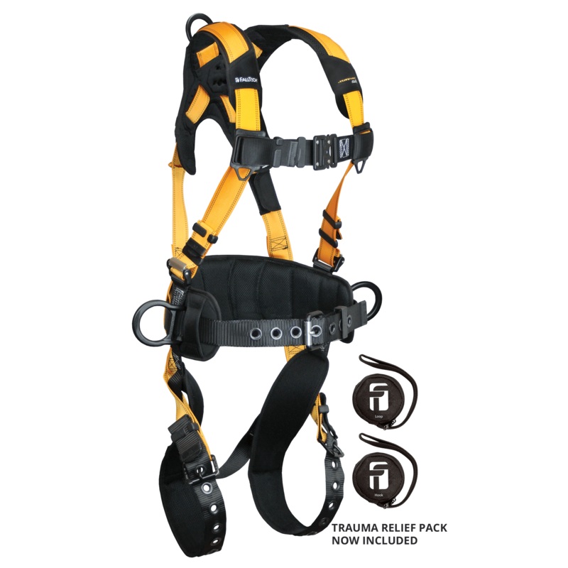 FALLTECH JOURNEYMAN FLEX Aluminum 3D Construction Belted Full Body Harness, Tongue Buckle Leg Adjustment