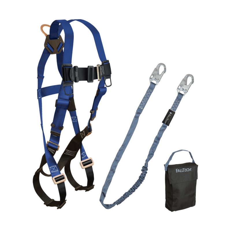 FALLTECH Harness & Lanyard 3 PC. Kit Including Small Storage Bag (7015, 8259, 5005)