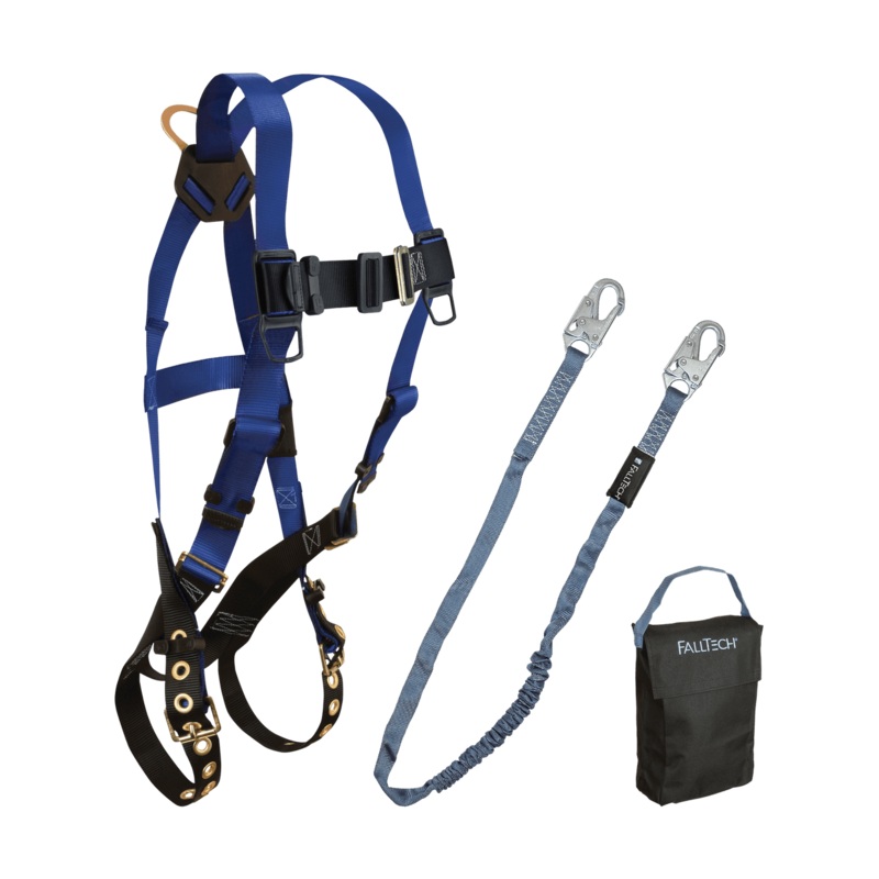 FALLTECH Harness & Lanyard 3 PC. Kit Including Small Storage Bag (7016, 8259, 5005)