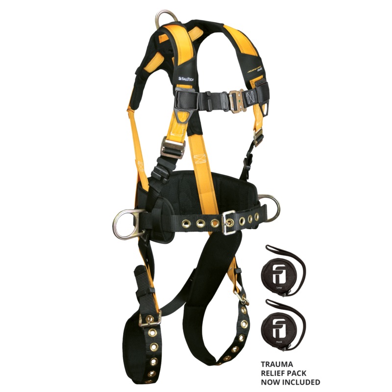 FALLTECH JOURNEYMAN FLEX Steel 3D Construction Belted Full Body Harness, Tongue Buckle Leg Adjustment