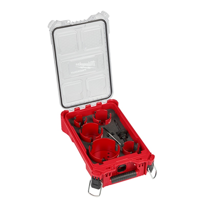 MILWAUKEE 9 PC. BIG HAWG w/ Carbide Teeth Hole Saw Kit w/ PACKOUT Compact Organizer