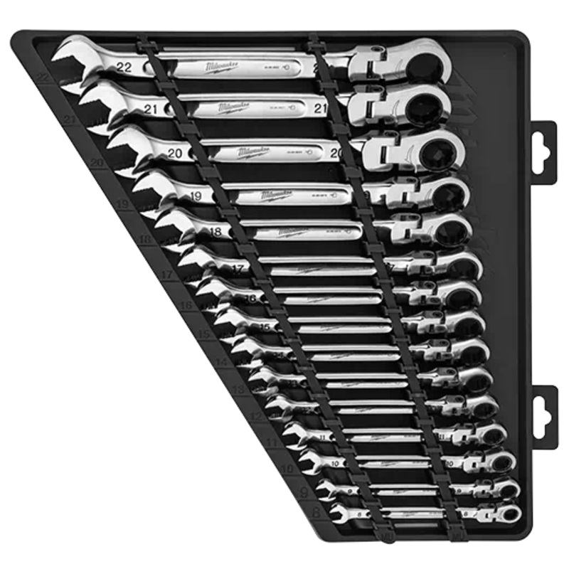 MILWAUKEE 15 PC. Flex Head Ratcheting Combination Wrench - Metric