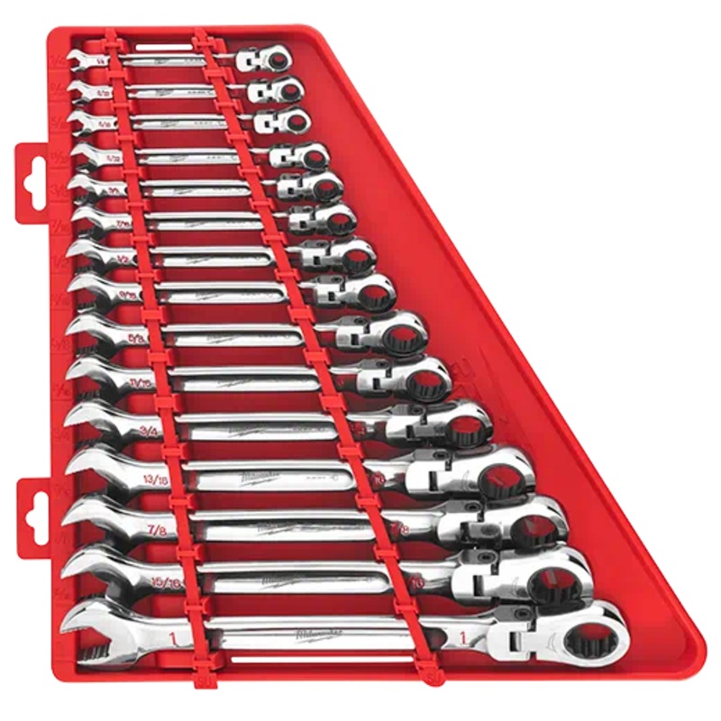 MILWAUKEE 15 PC. Flex Head Ratcheting Combination Wrench Set - SAE